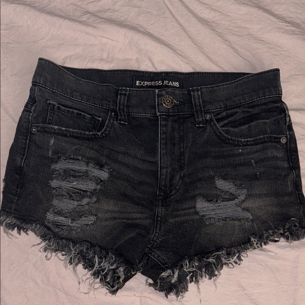 Women’s Black Distressed Shorts